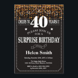 Convite Dourado para aniversário de 40 anos de Sur<br><div class="desc">Convite Dourado De aniversário de 40 anos Surpresa. Tipografia Branca. Fundo do quadro negro e branco. Aniversário Adulto. Homens ou Mulheres Aniversário. Meninos Meninos ou Meninas Meninas Meninas Adolescentes Convidam. 13 15 16º 18º 20 21rua 30 40º 50º 60º 80 de 70 100º. Qualquer Idade. Para mais personalização, clique no...</div>