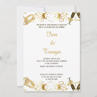 Convite Dourado para casamento
