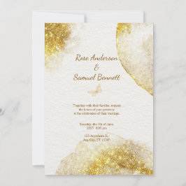 Convite Dourado para Casamento com Glitter Chic