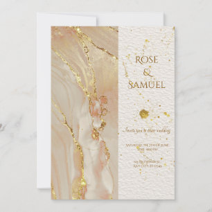 Convite Dourado para Casamento com Rosa de Tinta Á