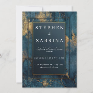 Convite Dourado para casamento de Abstrato de Mari