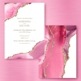 Convite Dourado para Casamento de Agata Elegante R
