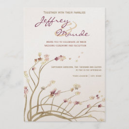 Convite Dourado para Casamento de Cerejeiras