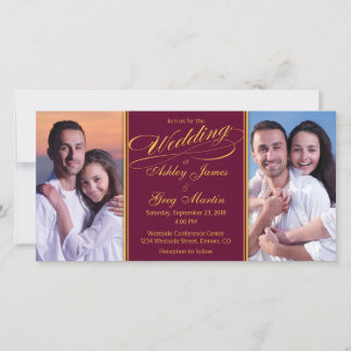 Convite Dourado para Casamento de Colagem de Fotos