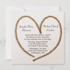 Convite Dourado para Casamento de Coração com Líti