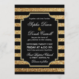 Convite Dourado para Casamento de Deco de Arte com