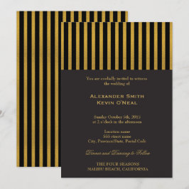 Convite Dourado para Casamento de Dois Gay de Horá