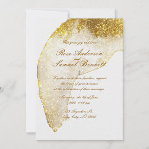 Convite Dourado para Casamento de Literatura