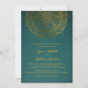 Convite Dourado para Casamento de Mandala