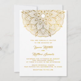Convite Dourado para Casamento de Mandala