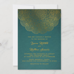 Convite Dourado para Casamento de Mandala