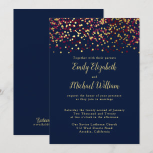 Convite Dourado para Casamento de marinho Azul Bok