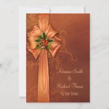 Convite Dourado para Casamento de Natal Elegante