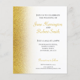 Convite Dourado para Casamento de Papel Luminoso