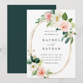 Convite Dourado para Casamento de Quadros Blush Wh