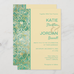 Convite Dourado para Casamento de Trás