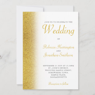Convite Dourado para Casamento Elegante de Script