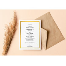 Convite Dourado para Casamento Elegante Monograma