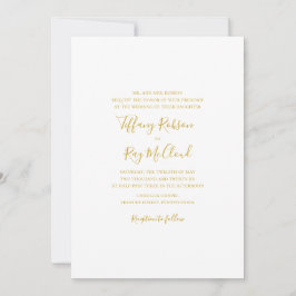 Convite Dourado para Casamento Elegante Simples