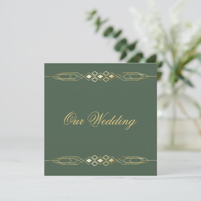 Convite Dourado para Casamento Glamoroso (Em pé/Frente)
