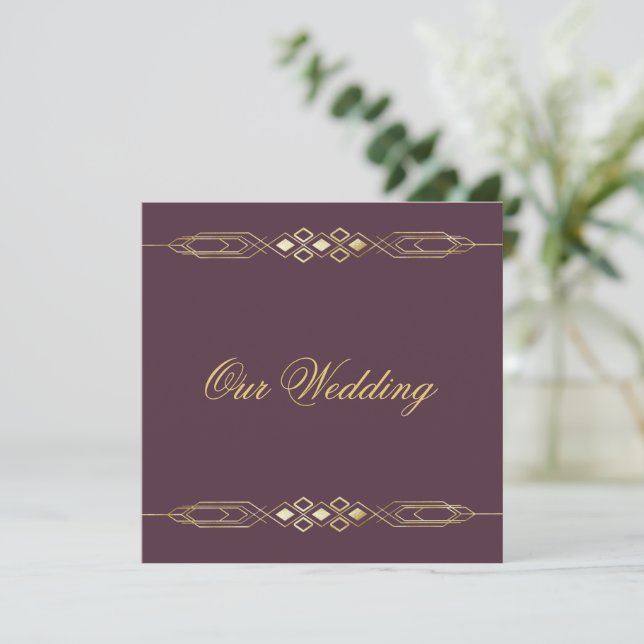Convite Dourado para Casamento Glamoroso (Em pé/Frente)