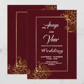 Convite Dourado para Casamento Índio de Peacock