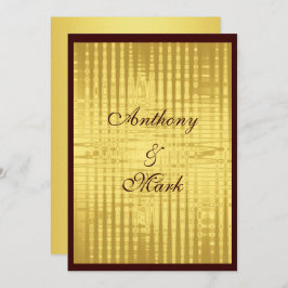 Convite Dourado para Casamento Metálico e Castanho