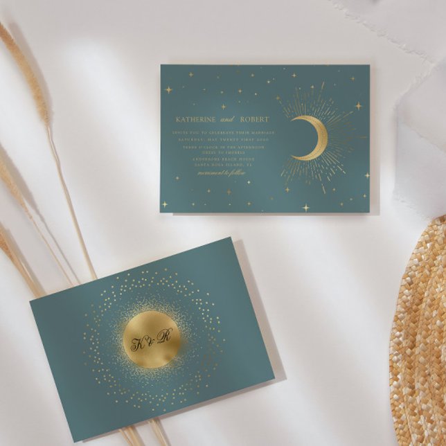 Convite Dourado para Casamento Pastel Celestial (Criador carregado)