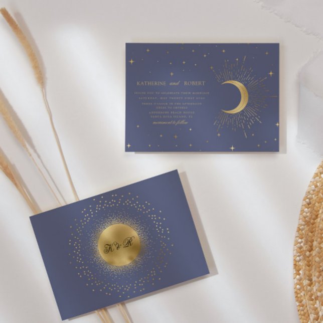 Convite Dourado para Casamento Pastel Celestial (Criador carregado)