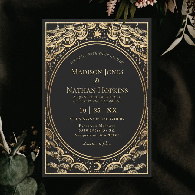 Convite Dourado para Casamento vintage de Tarot St (Criador carregado)