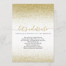 Convite Dourado para Chá de casamento do Casal Gli