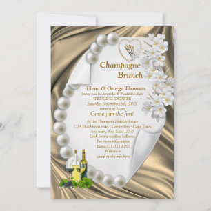 Convite Dourado para Chás de casamento de pera de 