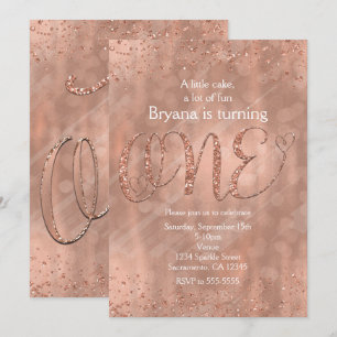 Convite Dourado para Glitter de Rosa de primeiro a