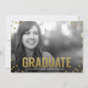 Convite Dourado para Graduação de Fotos com Vist