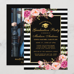 Convite Dourado para Graduação Rosa - Foto de vo