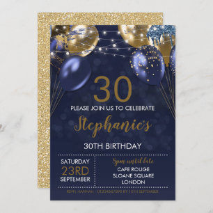 Convite Dourado para Marinho de Convite para 30