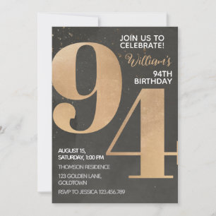 Convite Dourado para o 94.o aniversário do Black