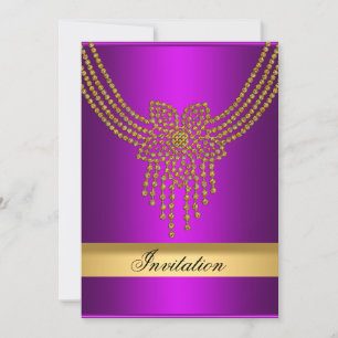 Convite Dourado Roxo Para Qualquer Festa Dourado R