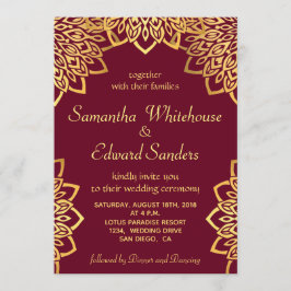 Convite Dourado Russo Elegante Burgundy