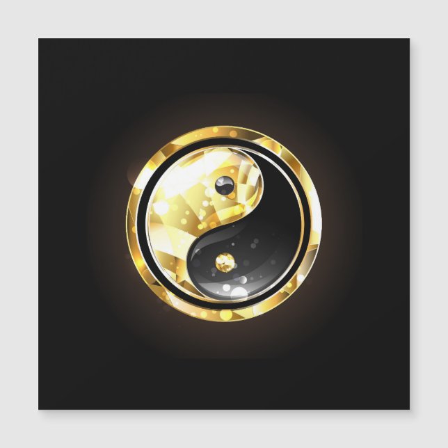 Convite Dourado Yin Yang a preto (Frente)