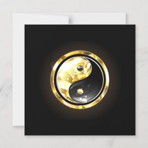 Convite Dourado Yin Yang a preto