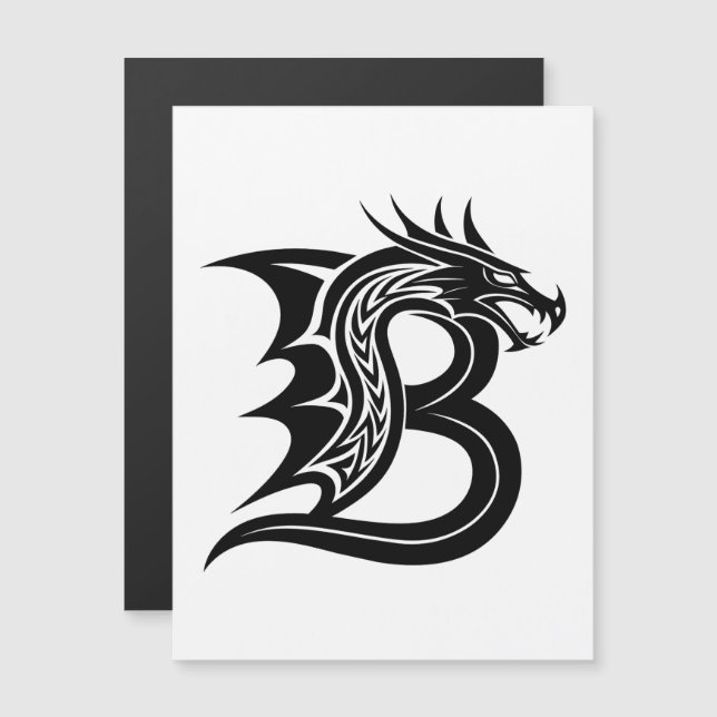 Convite Dragon Styled Letter B, Dragon Alphabet, Monogram (Frente/Verso)