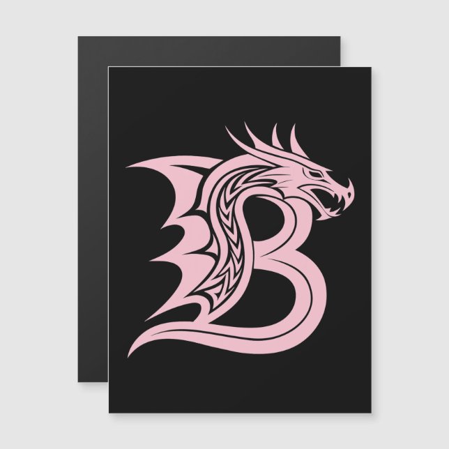 Convite Dragon Styled Letter B, Dragon Alphabet, Monogram (Frente/Verso)