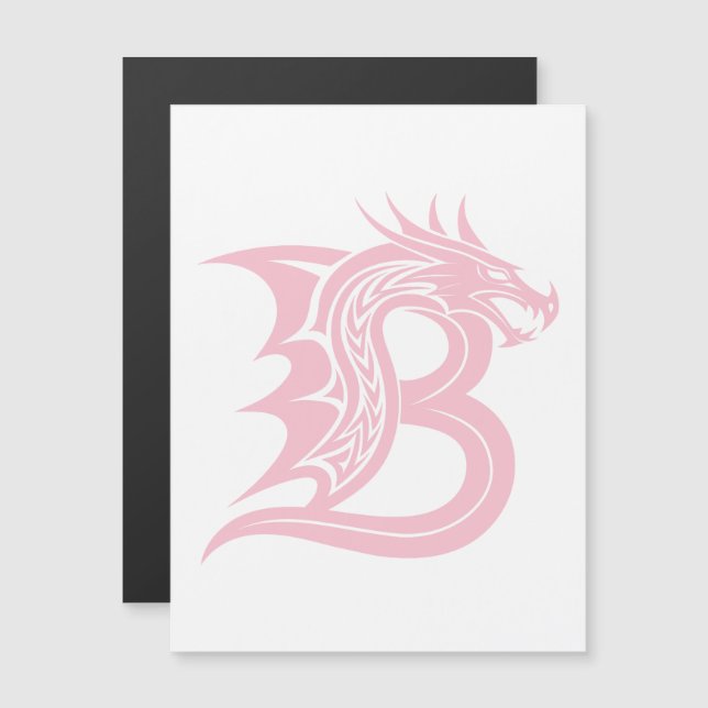 Convite Dragon Styled Letter B, Dragon Alphabet, Monogram (Frente/Verso)