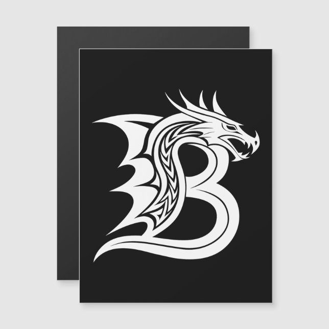 Convite Dragon Styled Letter B, Dragon Alphabet, Monogram (Frente/Verso)