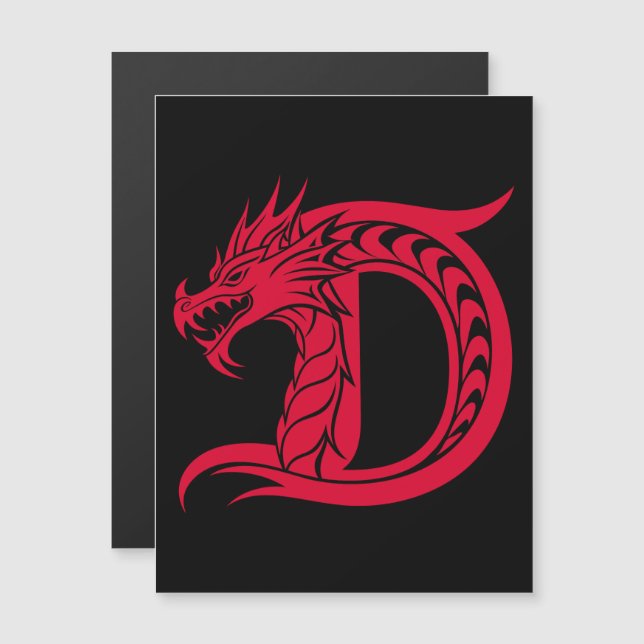 Convite Dragon Styled Letter D, Dragon Alphabet, Monogram (Frente/Verso)