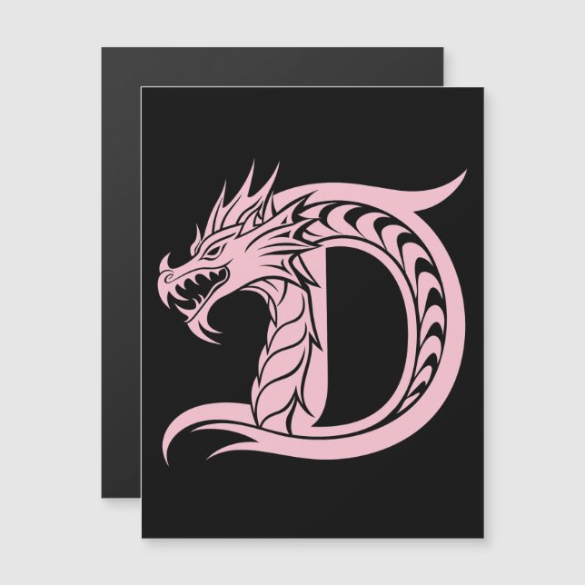 Convite Dragon Styled Letter D, Dragon Alphabet, Monogram (Frente/Verso)