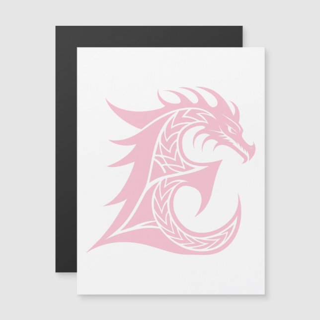 Convite Dragon Styled Letter E, Dragon Alphabet, Monogram (Frente/Verso)