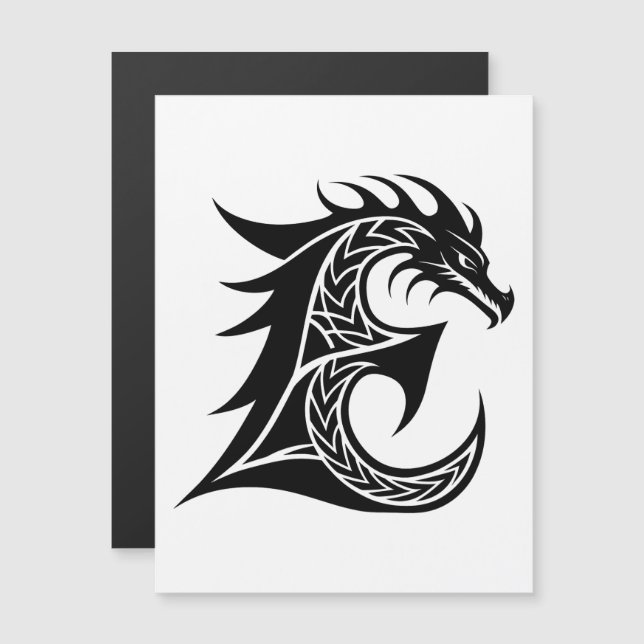 Convite Dragon Styled Letter E, Dragon Alphabet, Monogram (Frente/Verso)