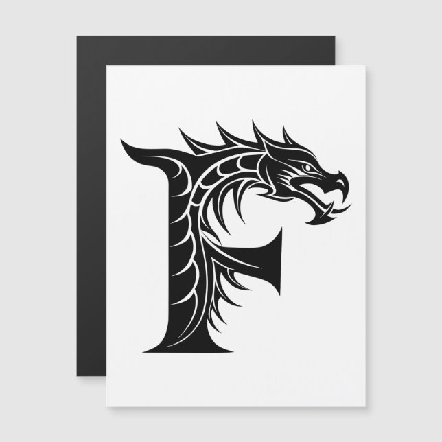 Convite Dragon Styled Letter F, Dragon Alphabet, Monogram (Frente/Verso)